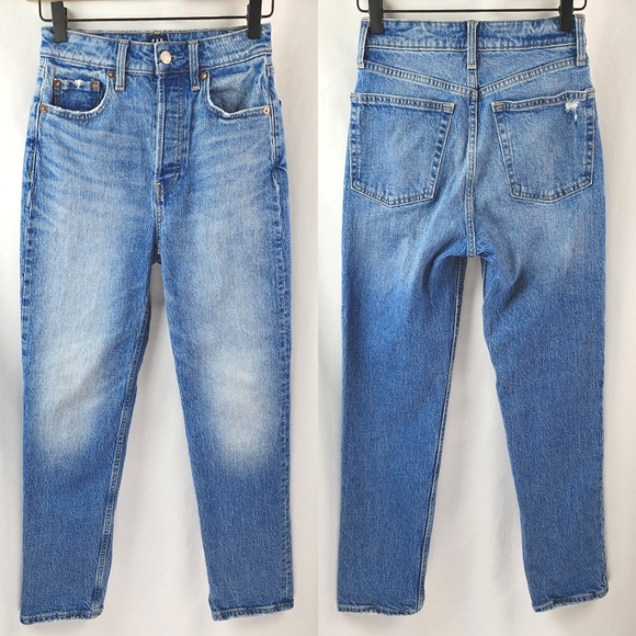GAP Women's Curvy Cheeky Straight Denim Blue Jeans Size 00 / 24 - Picture 1 of 9